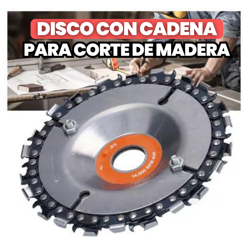 DISCO CON CADENA PARA CORTE DE MADERA