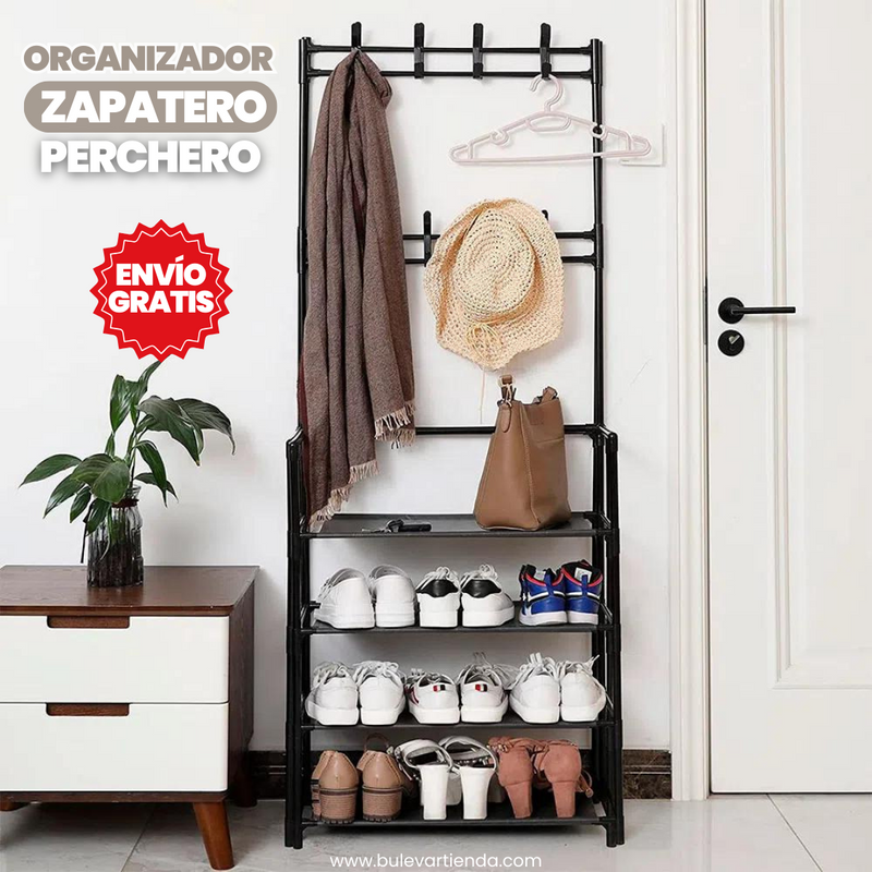 ORGANIZADOR DE ZAPATOS 4 NIVELES Y PERCHERO